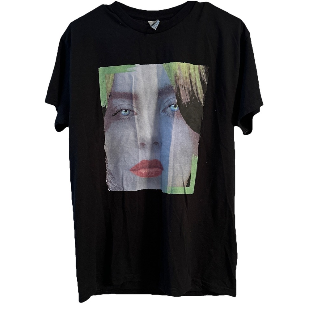 Billie Eilish Women's Graphic T-Shirt Green & Black Size Medium Cotton Blend